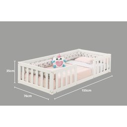 Cama Infantil com Grade Bia Branco + Colchão - 4