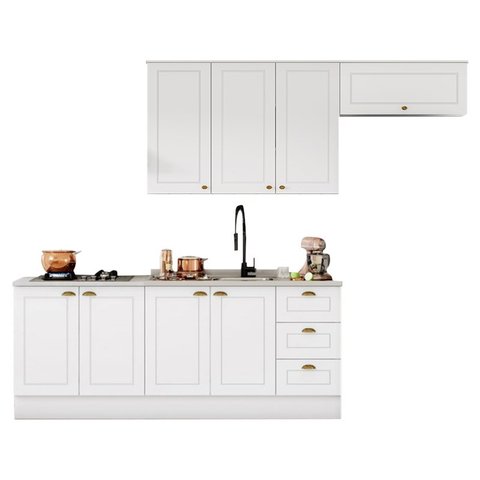 Cozinha Completa Americana 5 Peças sem Vidro Branco - Móveis Henn