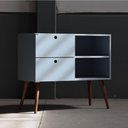 Ver imagem 4 de Aparador 02 Gavetas 1 Nicho com Pés Palito Azul Sereno - Mdf Arauco