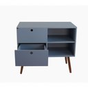 Ver imagem 2 de Aparador 02 Gavetas 1 Nicho com Pés Palito Azul Sereno - Mdf Arauco