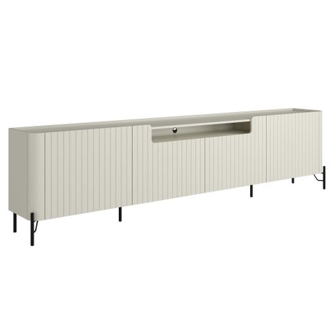 Rack para Sala de Estar Tv 75 Pol 4 Portas Brise Pés Industrial Preto Alef I03 Luna - Lyam Decor