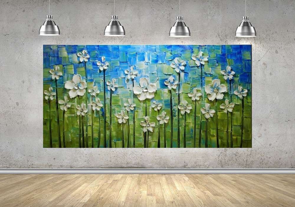Quadro Pintura Tela Abstrato Moderno 2446: 70cm (A) x 140cm (L) - 4