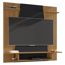 Painel para TV Até 50 Polegadas Veneza Preto Fosco/Cinamomo/Ripado - Móveis Bechara - 2