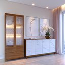 Ver imagem 4 de Cristaleira com LED 2 Portas 2 Gavetas com Marmorizado Ibiza Yescasa