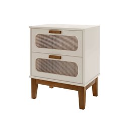 Kit 2 Mesa de Cabeceira com 2 Gavetas Santorini 45cm Pés de Madeira para Quarto Off White Retrô - 3