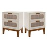 Kit 2 Mesa de Cabeceira com 2 Gavetas Santorini 45cm Pés de Madeira para Quarto Off White Retrô - 1