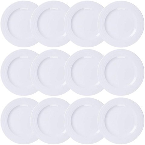 Kit 12 Pratos de Porcelana Branco 27cm Raso Tramontina Vibra