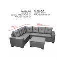 Ver imagem 2 de Sofá de Canto Florença 6 Lugares com Puff e Almofadas Soltas Tecido Linho União Cor Cinza