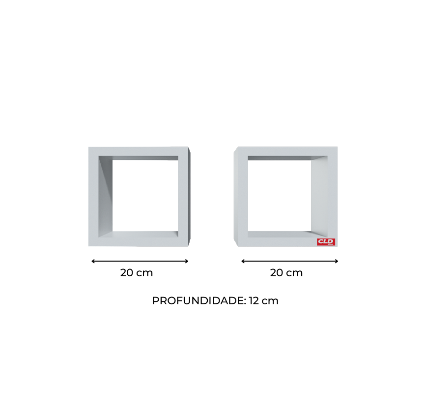 Nicho Mdf Branco Decorativo Quadrado 0243 Cld - 2