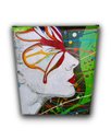 Ver mais imagens de Quadro Abstrato Decorativo em Acrílico Pintado a Mão de Rosto Feminino Estilizado com Borboleta