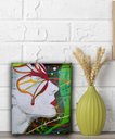 Ver imagem 2 de Quadro Abstrato Decorativo em Acrílico Pintado a Mão de Rosto Feminino Estilizado com Borboleta