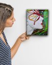 Ver imagem 3 de Quadro Abstrato Decorativo em Acrílico Pintado a Mão de Rosto Feminino Estilizado com Borboleta
