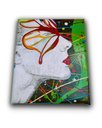 Ver imagem 6 de Quadro Abstrato Decorativo em Acrílico Pintado a Mão de Rosto Feminino Estilizado com Borboleta