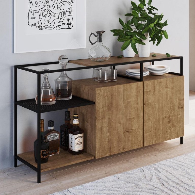 Buffet Industrial York com 135 cm - Vermont/Preto