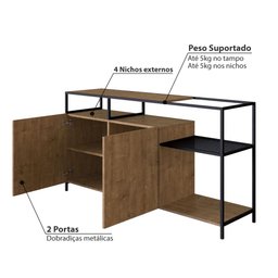Buffet Industrial York com 135 cm - Vermont/Preto - 3