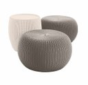 Ver imagem 1 de Conjunto Cozy Seat Keter – 2 Pufes + 1 Mesa Baú com Textura Tricô