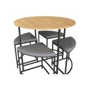 Ver imagem 5 de Mesa de Sala Jantar Li038 C/ Tampo Madeirado 90 Cm + 4 Banquetas Canela/branco - Kappesberg