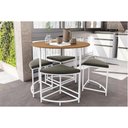Ver imagem 1 de Mesa de Sala Jantar Li038 C/ Tampo Madeirado 90 Cm + 4 Banquetas Canela/branco - Kappesberg