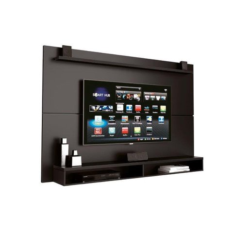 Painel MAX 1,80m Para TV Até 65'' Com Prateleira Superior e Nichos Para Aparelhos Cor Preto EDN MÓVE