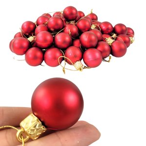 Kit 60 Mini Bola de Natal Vermelha 3cm para Árvore