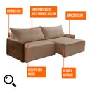 Ver imagem 4 de Sofá Retrátil 3 Lugares 190cm Braço em Corino com USB Linho Serena Yescasa