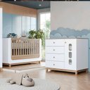 Ver imagem 2 de Berco Mini Cama e Comoda 1 Porta e 4 Gavetas Aconchego Branco Jequitiba Hp Henn