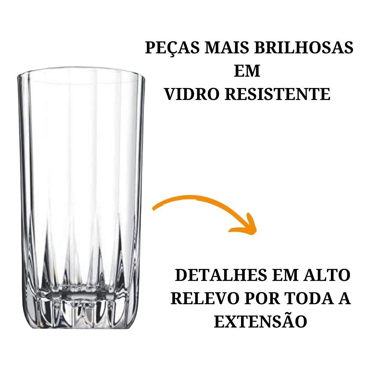 Jogo de Copos Vidro Kit 6 Peças 320ml Cozinha Água Suco - 6