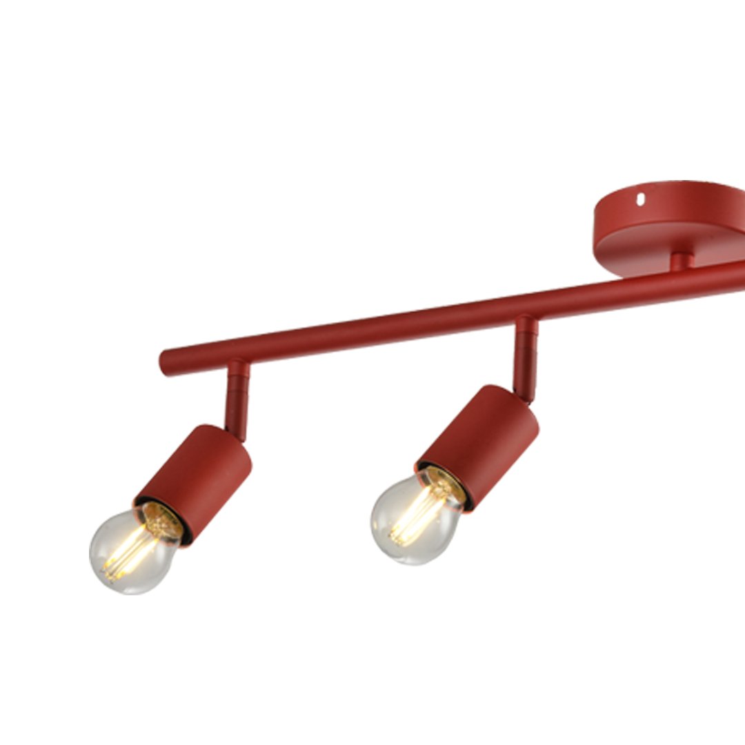 Trilho 4 Spots Led E27 Direcionavel Eletrificado Vermelho Bivolt - 2