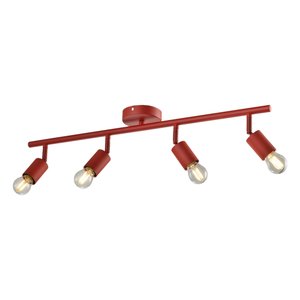 Trilho 4 Spots Led E27 Direcionavel Eletrificado Vermelho Bivolt