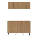 Ver imagem 5 de Conjunto Lavanderia Retrô Multiuso Armário Aéreo e Balcão 4 Portas Multimóveis Mp5053 Rustic/