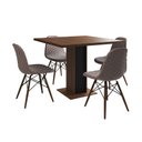 Ver imagem 6 de Mesa Jantar Londres Quadrada Amêndoa 90cm Base Preta 4 Cadeiras Eames Estofadas Caramelo Madeira