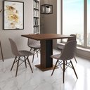 Ver imagem 1 de Mesa Jantar Londres Quadrada Amêndoa 90cm Base Preta 4 Cadeiras Eames Estofadas Caramelo Madeira