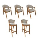 Ver imagem 1 de Kit 3 Cadeiras de Jantar Helen em Madeira Maciça com 2 Banquetas Ana Cerejeira Premium Linho - Bege