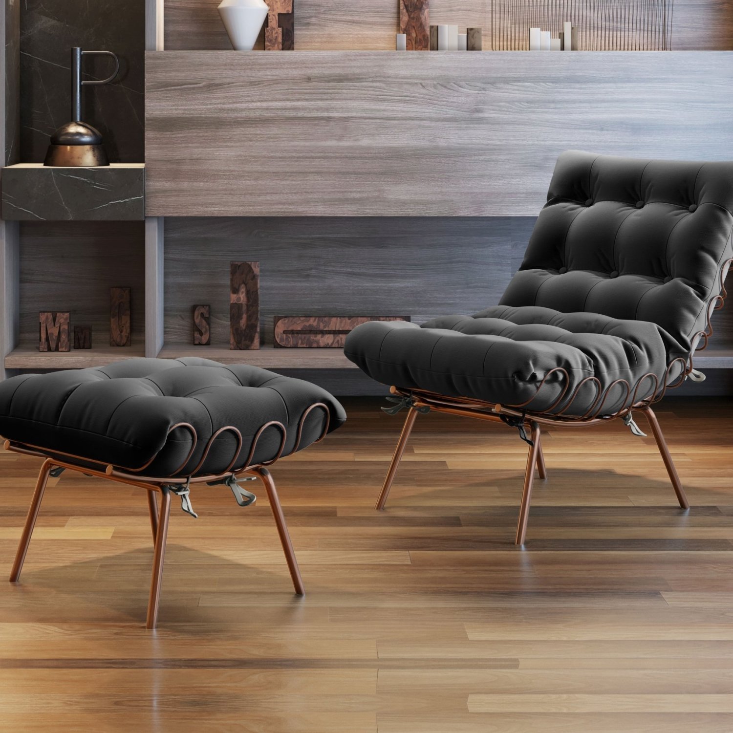 Poltrona Costela com Puff Costela M07 Mais Decor