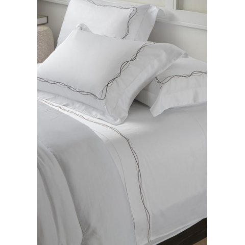 Jogo de Cama Windsor Kacyumara 300 Fios Branco/Cinza Mix Queen