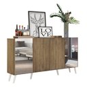 Ver imagem 1 de Aparador Buffet 4 Portas Com Espelho Retrô Vegas V3562 Rustic/Branco Rustic/Branco