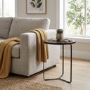 Ver imagem 1 de Mesa Lateral Minimalista Lille em Metal Preto com Tampo Redondo