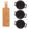 Petisqueira Bambu 3 Ramekins Panelinhas Porcelana Preta Serv - 4