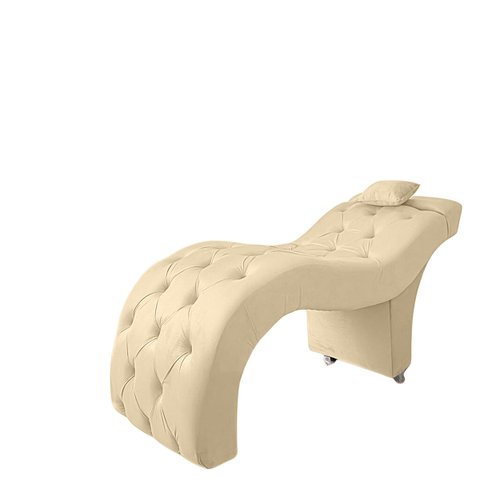 Maca Estofada Estética Inclinada Veludo Bege Conce - Meu Estofado