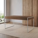 Ver imagem 1 de Mesa Jantar Industrial Retangular Filadélfia Amêndoa 137x90cm Base Ferro Branco