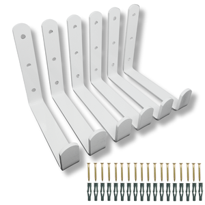 6 Suportes Design Gancho Multiuso Mangueira Escada Organização Externa Fixação de Parede Branco