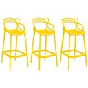 Ver imagem 1 de Kit 3 Banqueta Alta Allegra com Encosto Design Cozinha/bancada - Amarelo