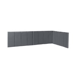 Conjunto Cabeceira Painel Estofada com Lateral para Cama de Solteiro Veludo Cinza 0,90 X 1,88 - 1