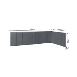 Conjunto Cabeceira Painel Estofada com Lateral para Cama de Solteiro Veludo Cinza 0,90 X 1,88 - 6