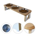 Ver imagem 1 de Comedouro Elevado Pet Triplo Gato Mdf Linha Básica - Amadeirado