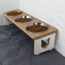 Ver imagem 5 de Comedouro Elevado Pet Triplo Gato Mdf Linha Básica - Amadeirado