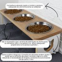 Ver imagem 3 de Comedouro Elevado Pet Triplo Gato Mdf Linha Básica - Amadeirado