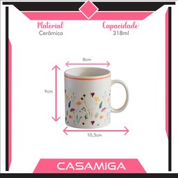 Conjunto 4 Canecas Chá Cerâmica Ashley 318ml Amarelo - 2