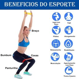 Kit 5 Mini Elásticas Alongamento Pilates Yoga Exercícios Condicionamento Físico Relaxamento - 8