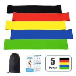 Kit 5 Mini Elásticas Alongamento Pilates Yoga Exercícios Condicionamento Físico Relaxamento - 6